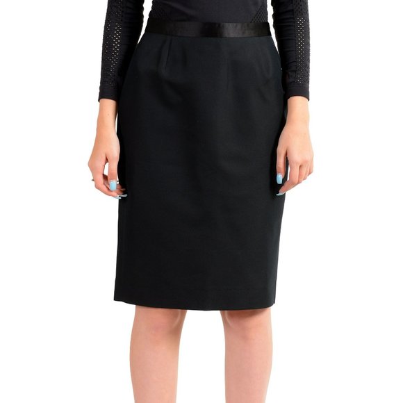 Dsquared2 Women's Black Silk Pencil Straight Skirt US S IT 40
